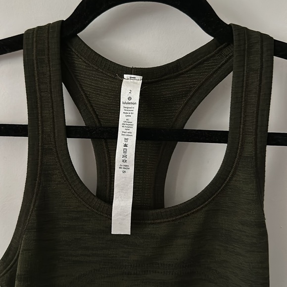 Lululemon Swiftly Tech Racerback Dark Olive / Brave Olive / Black - Picture 4 of 12